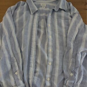 Wilfred Light Blue and White Striped Casual Shirt